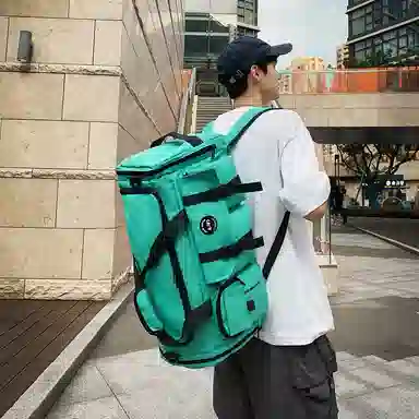 醇龙大容量工装多口袋 百搭 多功能 尼龙布 旅行包 男女同款情侣款 黑/青绿/灰