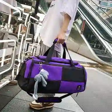 醇龙 简约多功能干湿分离百搭休闲撞色设计短途旅游时尚百搭 牛津布 旅行包 男女同款情侣款 蓝/灰/粉/青绿/黑/红/黄/紫