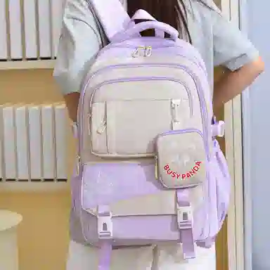 醇龙 初中生大容量简约时尚高中生轻便大学生撞色校园风潮 尼龙 双肩包 男女同款情侣款 多色