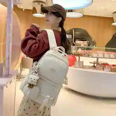 醇龙  尼龙男女通用多色风简约纯色双肩包大容量背包