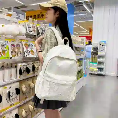 醇龙 韩系轻便旅游百搭大容量 尼龙 双肩包 常规 女款 白色/黑色/粉红色