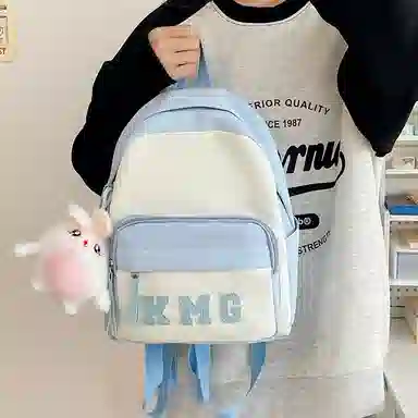 醇龙 撞色字母出游旅行韩系学院风轻便 尼龙 双肩包 常规 粉/蓝/黑/黄/绿