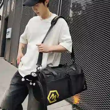 醇龙 多口袋 大容量 干湿分离 尼龙布 单肩斜挎旅行包 常规 男女同款情侣款 黑/卡其/粉/黄/红/青绿/蓝/军绿