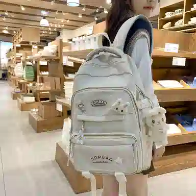 醇龙 书包女生小学生初中生高中生背包大学生补课包轻便双肩包 尼龙 组合装 男女同款情侣款 多色