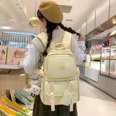 醇龙  尼龙男女通用多色风简约纯色双肩包大容量背包