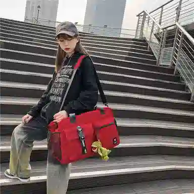 醇龙 大容量干湿分离短途多口袋 尼龙 单肩旅行包 常规 男女同款情侣款 黑/红/卡其/粉 /黄/绿