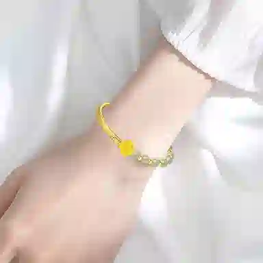 赛菲尔 浪漫玫瑰花 新中式花卉爱意永恒简约轻奢情意绵绵气质小众高级感 和田玉 手串 男女同款情侣款 青白玉