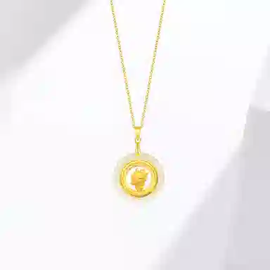 赛菲尔 十二生肖 路路通 小众可调节 足金 玉石项链 男女同款情侣款 玉髓