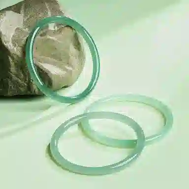 赛菲尔 天竺青叮当玉镯 新中式冰透玉美人冷清细条 玉髓 玉石手镯 男女同款情侣款