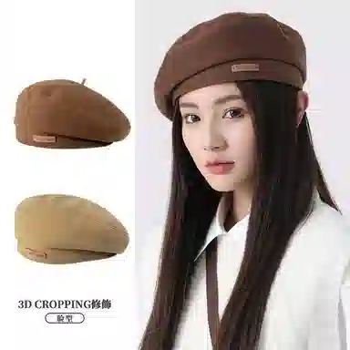 南极人 帽子文艺蓓蕾帽显脸小时尚百搭英伦风复古画家帽子气质八角帽 聚酯纤维 贝雷帽 女款