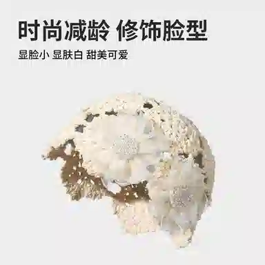 南极人 韩系立体花朵蕾丝手工编织针织帽民族风包头帽小众设计显脸小薄款复古 镂空 套头帽子 女款