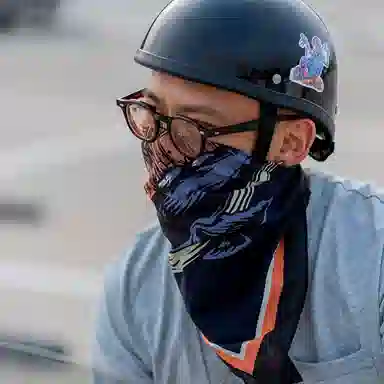 滚烫时光 日系鲸鱼印花复古发饰 头巾 男女同款情侣款