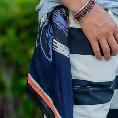 滚烫时光 日系鲸鱼印花复古发饰 头巾 男女同款情侣款