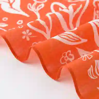 滚烫时光 橘色花朵 棉 头巾 男女同款情侣款