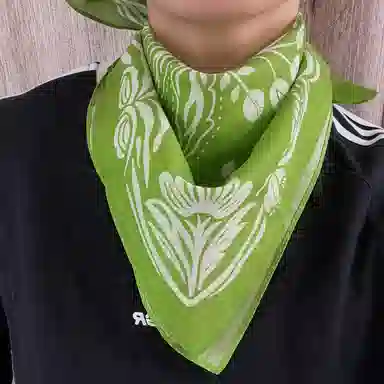 滚烫时光 绿色花朵 棉 头巾 男女同款情侣款