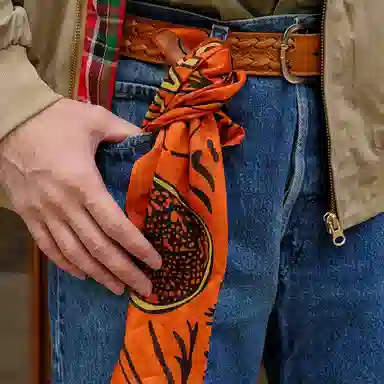 滚烫时光 纯棉西部牛仔印花复古小众阿美咔叽方巾 头巾 男女同款情侣款