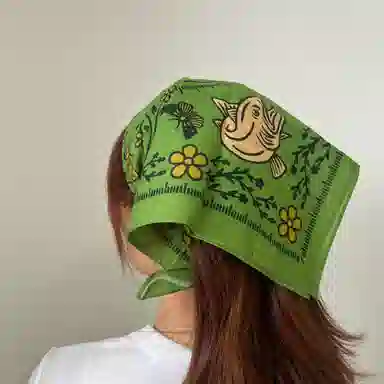 滚烫时光 绿色小鹿 棉 头巾 男女同款情侣款