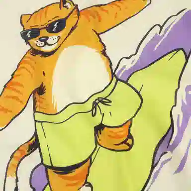 滚烫时光 纯棉冲浪猫咪印花发饰 头巾 男女同款情侣款