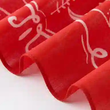 滚烫时光 红色花朵 棉 方巾领巾 男女同款情侣款