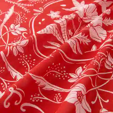 滚烫时光 红色花朵 棉 方巾领巾 男女同款情侣款