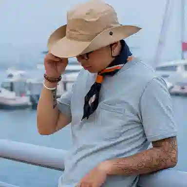 滚烫时光 日系鲸鱼印花复古发饰 头巾 男女同款情侣款