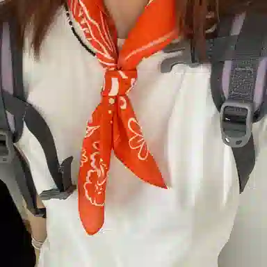 滚烫时光 橘色花朵 棉 头巾 男女同款情侣款