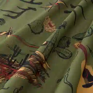 滚烫时光 仙人掌与吉他 棉 方巾头巾领巾 男女同款情侣款