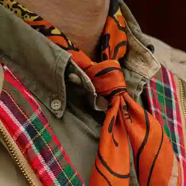 滚烫时光 纯棉西部牛仔印花复古小众阿美咔叽方巾 头巾 男女同款情侣款