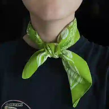 滚烫时光 绿色花朵 棉 头巾 男女同款情侣款