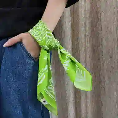 滚烫时光 绿色花朵 棉 头巾 男女同款情侣款