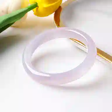 周百福 紫罗兰 新中式淡紫细圆条玉镯荔枝冻紫罗兰芋泥波波色国潮汉服旗袍复古少女镯 玉髓 手镯 女款