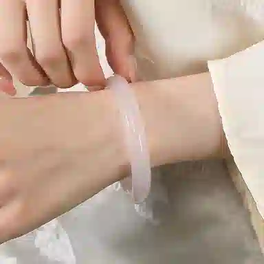 周百福 美人镯 国潮风古风新中式复古叠戴镯子叮当镯扁条手饰 汉服旗袍古风  玉髓 手镯 男女同款情侣款