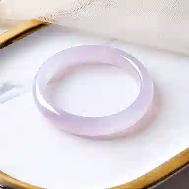 周百福 紫罗兰 新中式淡紫细圆条玉镯荔枝冻紫罗兰芋泥波波色国潮汉服旗袍复古少女镯 玉髓 手镯 女款