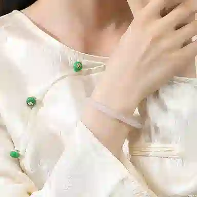 周百福 美人镯 国潮风古风新中式复古叠戴镯子叮当镯扁条手饰 汉服旗袍古风  玉髓 手镯 男女同款情侣款