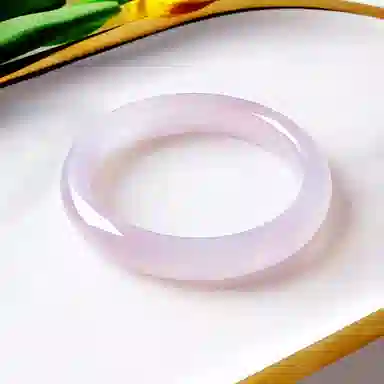 周百福 紫罗兰 新中式淡紫细圆条玉镯荔枝冻紫罗兰芋泥波波色国潮汉服旗袍复古少女镯 玉髓 手镯 女款