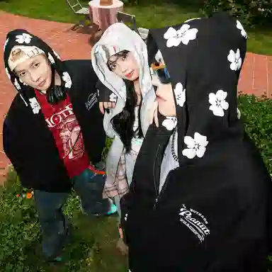 No Tears Flocked Floral Hoodie Jacket