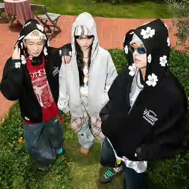 No Tears Flocked Floral Hoodie Jacket