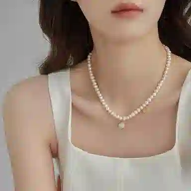 贝诗珠宝 设计感 星星挂流苏挂坠一辈子贝壳 法式复古气质 淡水珍珠 项链 女款