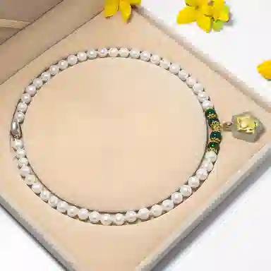 贝诗珠宝 金镶玉福袋福气满满大气新中式国潮锁骨链 淡水珍珠 珍珠项链 女款