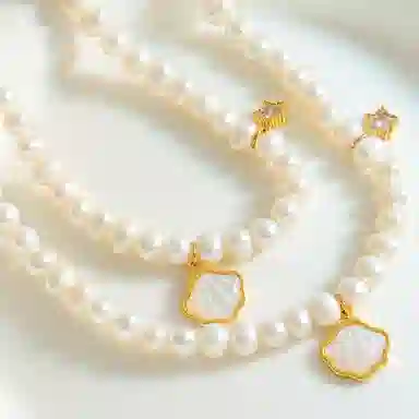 贝诗珠宝 设计感 星星挂流苏挂坠一辈子贝壳 法式复古气质 淡水珍珠 项链 女款