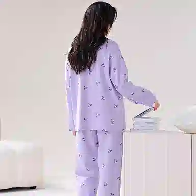 歌倩雅 带胸垫卡通舒适亲肤可外穿家居服睡衣礼盒 女款 浅紫色