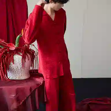 歌倩雅 中国风复古舒适休闲家居服睡衣礼盒 男款 红色