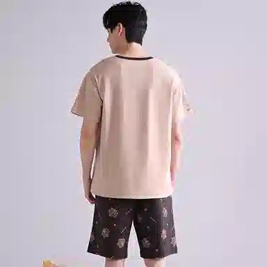 歌倩雅 舒适休闲亲肤短袖五分裤睡衣套装 男款 图色