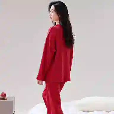 歌倩雅 带胸垫休闲透气家居服可外穿睡衣礼盒 女款 红色