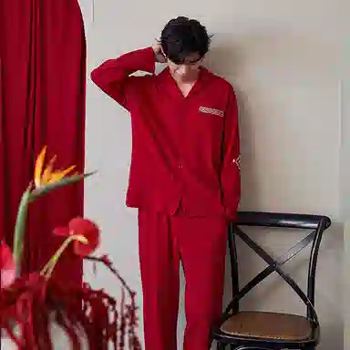 歌倩雅 中国风休闲舒适简约睡衣礼盒 男款 红色