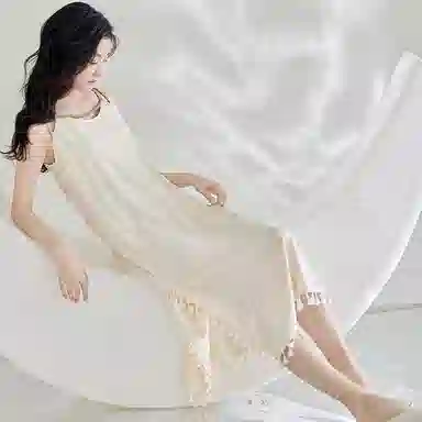 歌倩雅 吊带薄款舒适百搭无袖睡裙 女款 杏色