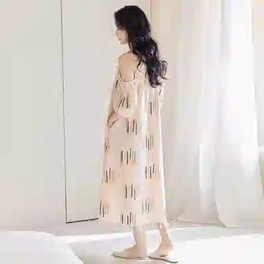 歌倩雅 凉感型舒适可外穿露肩袖睡裙 女款 浅粉