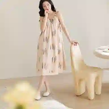 歌倩雅 吊带性感时尚可外穿薄款睡裙 女款 浅粉