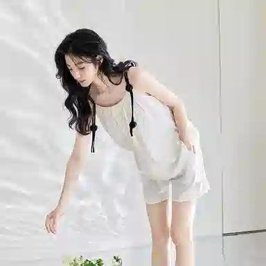 歌倩雅 甜美可爱无袖时尚薄款睡衣套装 女款 白色