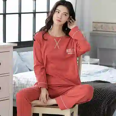 歌倩雅 甜美圆领套头休闲可外穿睡衣套装 女款 图色